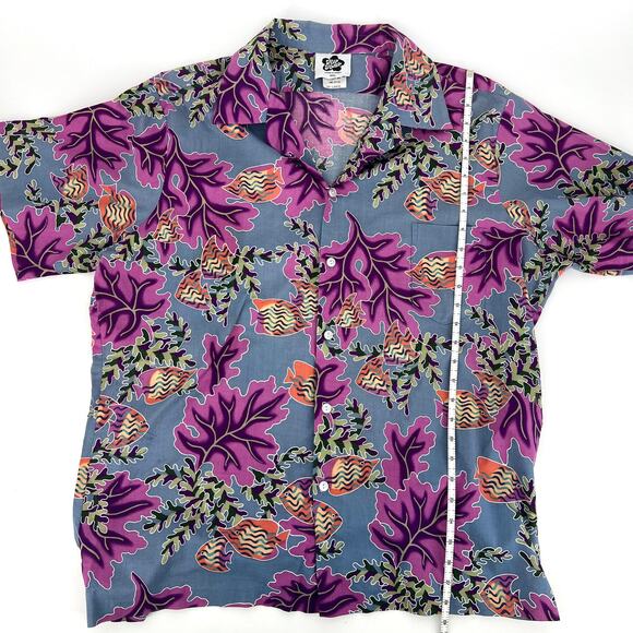 Hilo Hattie Vintage 70s Tropical Underwater Plants Fish Button Up Shirt Size 2XL - Picture 5 of 8
